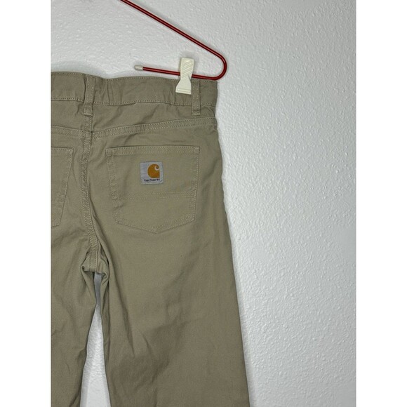 Carhartt Pants Boys Size 12 Tan Canvas Workwear Khaki Adjustable Distressed - Picture 10 of 16